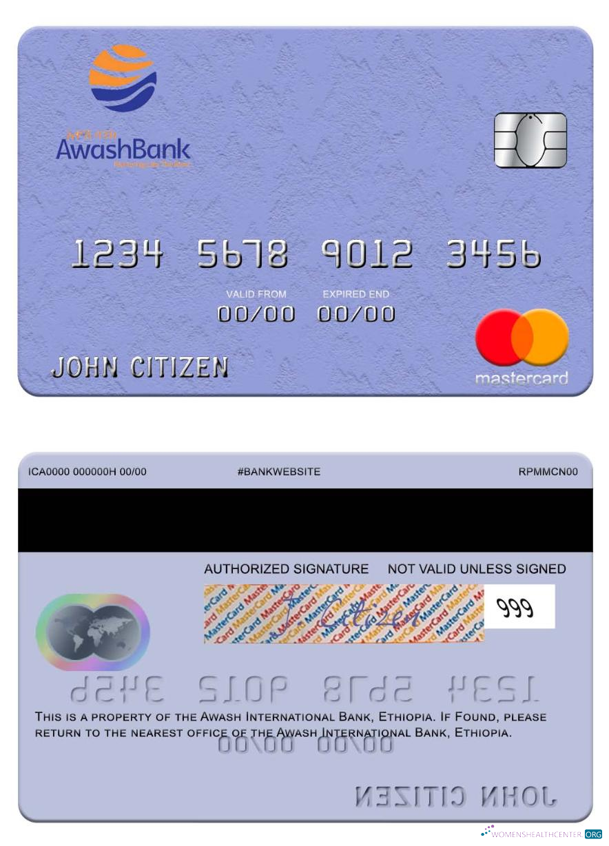 Download Ethiopia Awash International Bank mastercard Photoshop template